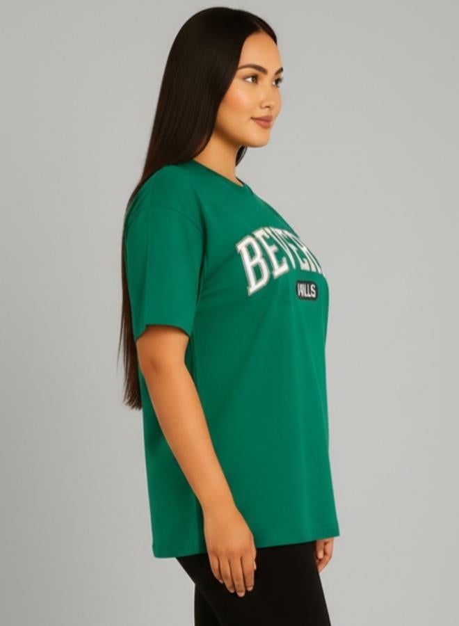 PAUSE Regular Fit Printed Roundneck Green Single jersey T-Shirt - Image 5